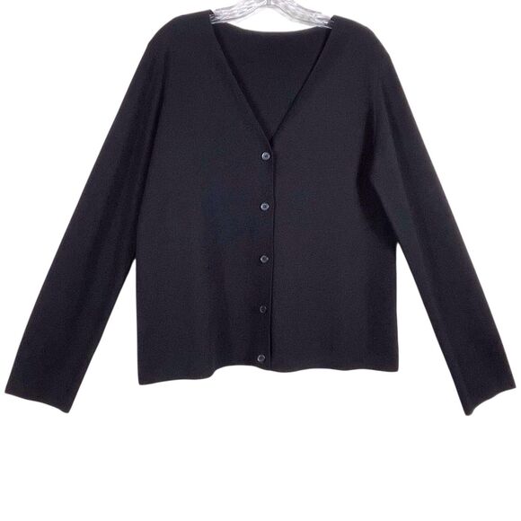 COS Women's Wool Cardigan Sweater Size Medium Black Boxy Minimalist Office EUC - Picture 1 of 12